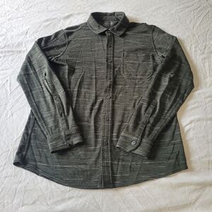 Smartwool Shirt Mens Medium Green Gray 100% Merino Wool Button Down Long Sleeve